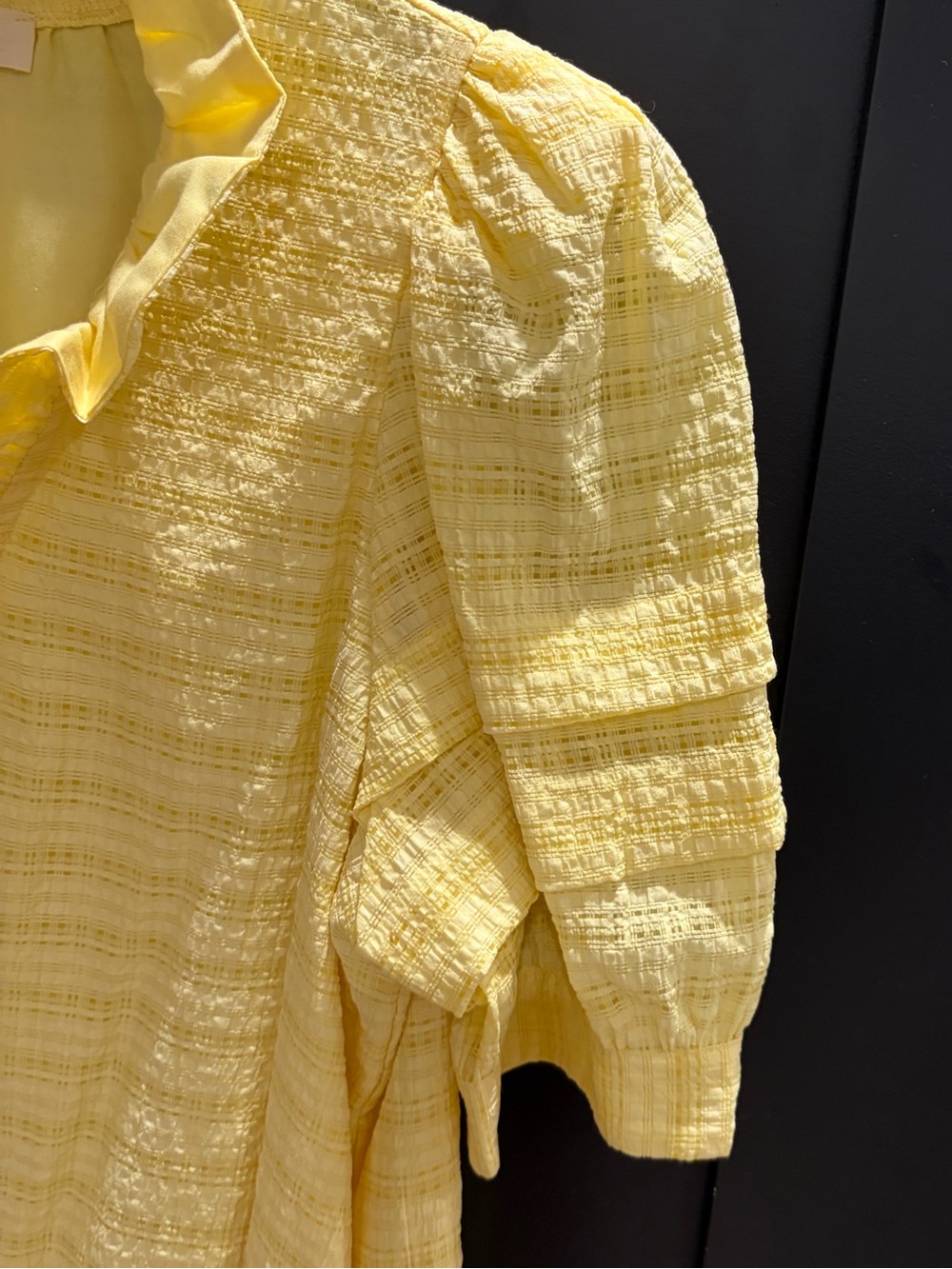 entro Yellow Ruffle-Trim Mini Dress with Puff Sleeves - Picture 4 of 7
